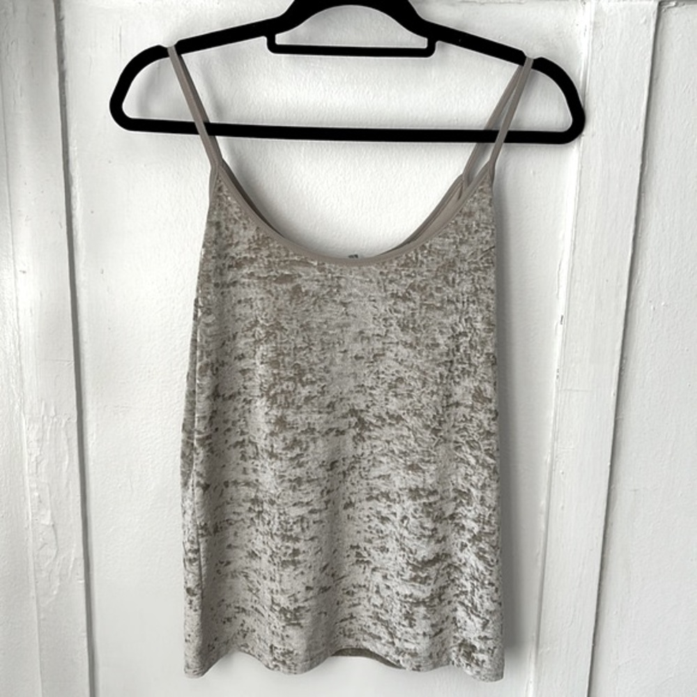 NWT Vince Crushed Velvet Beige Spaghetti Strap Tank Top Size Large